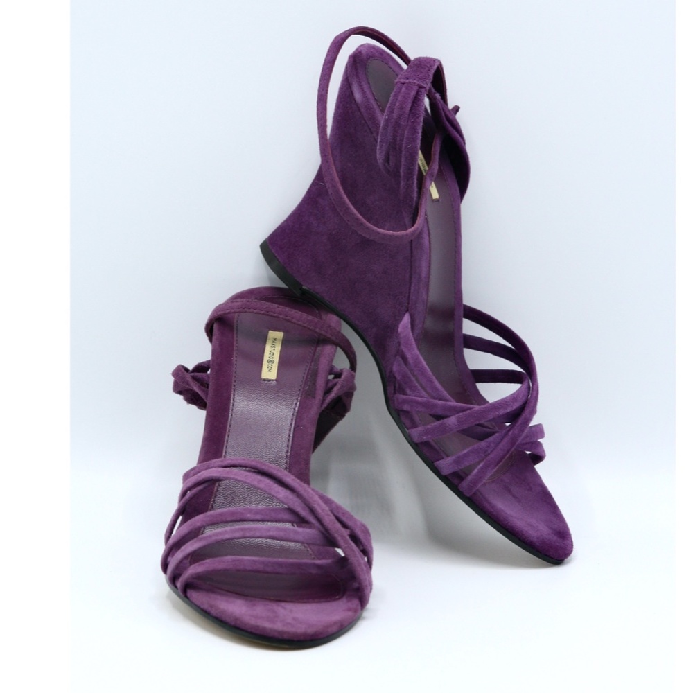 MAX STUDIO Purple Suede Wedge Sandals Vint…